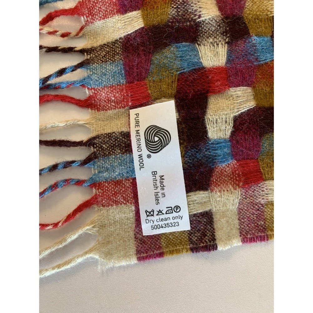 NWT English Heritage Abraham Moon Merino Wool Scarf Colourful Weave Patchwork - Picture 5 of 7